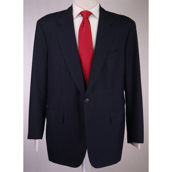 Ying Tai Ltd Bespoke Navy Blue Wool Fleece 2-Btn Handmade Suit 44R - Picture 2 of 10